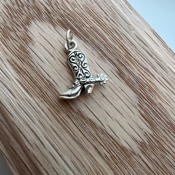 Cowboy Boot Vintage Sterling Silver Charm NOS Western Boot - Picture 3 of 8